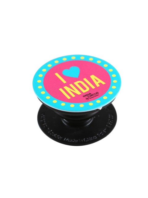 

India Circus by Krsnaa Mehta Unisex Pink & Turquoise Blue I Heart India Print PopSocket