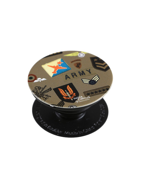 

India Circus by Krsnaa Mehta Olive Brown & Black Army Badges Rush Print PopSocket