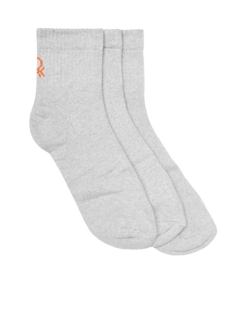 

Undercolors of Benetton Unisex Pack of 3 Grey Melange Solid Above-Ankle Socks