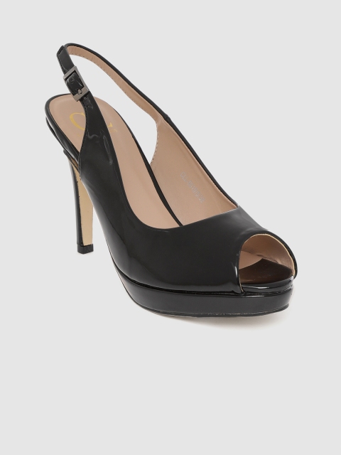 

Carlton London Women Black Solid Peep-Toed Stilettos