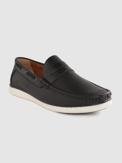 

Carlton London Men Black Perforated Loafers
