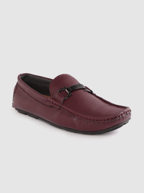 

Carlton London Men Burgundy Solid Horsebit Loafers