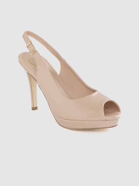 

Carlton London Women Nude-Coloured Solid Peep-Toe Stilettos