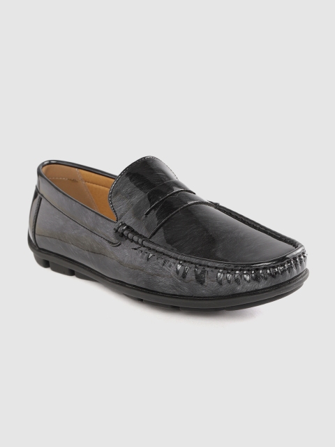 

Carlton London Men Charcoal Grey & Black Solid Party Wear Driving Shoes