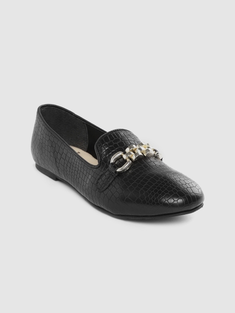 

Carlton London Women Black Croc-Textured Slip-Ons