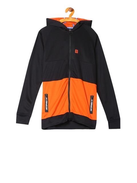 

Cherokee Boys Black & Orange Colourblocked Open Front Jacket