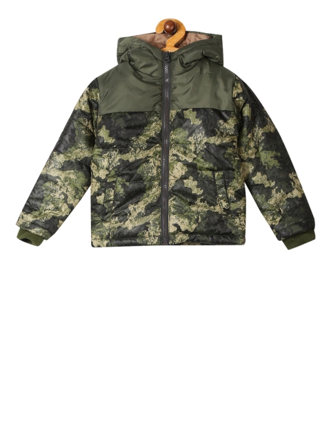 

Cherokee Boys Green Printed Puffer Jacket