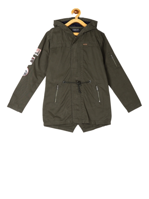 

Cherokee Boys Green Solid Parka, Olive