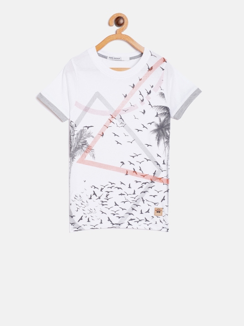 

Nins Moda Boys White Graphic Printed Round Neck T-shirt