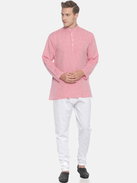 

Sethukrishna Men Red Solid Linen Kurta with Pyjamas
