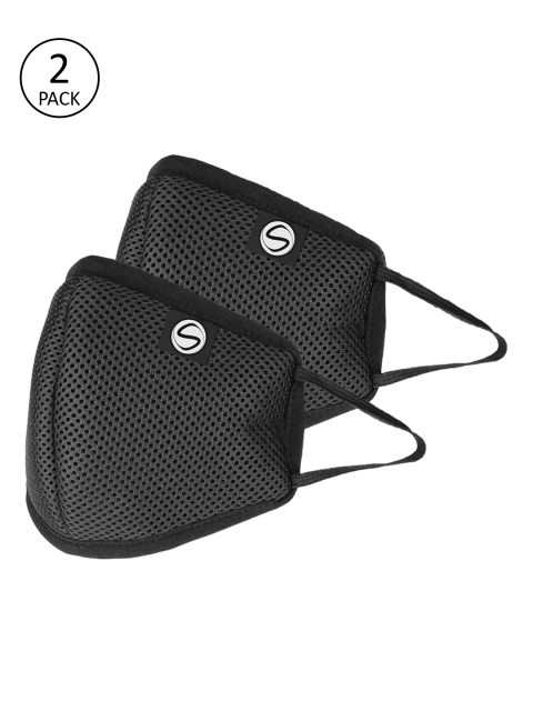 

Schoolay Unisex Black Pack of 2 4 Ply Reusable Outdoor Masks