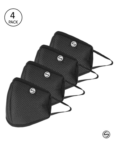

Schoolay Unisex Black Pack of 4 Reusable 4 Ply Reusable Outdoor Masks