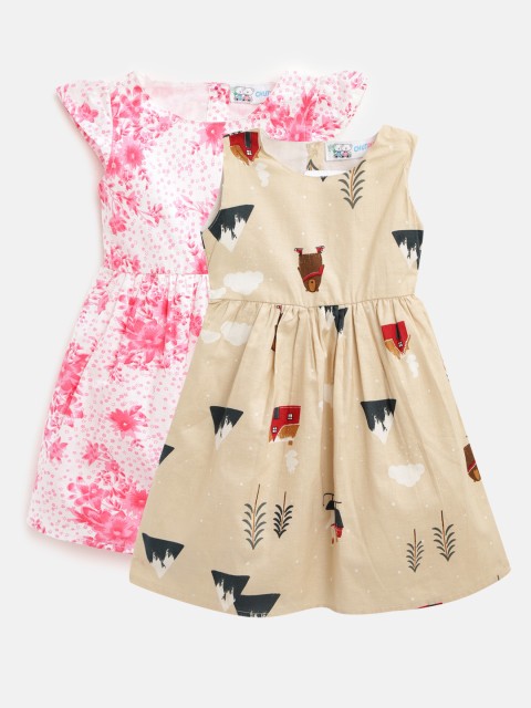 

Chutput Girls Pack of 2 Printed A-Line Dresses, White