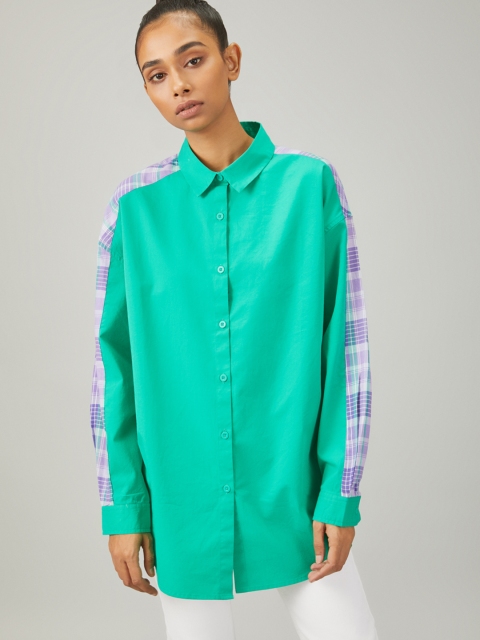 

Bhaane Women Green Solid Regular Fit Solid Casual Shirt