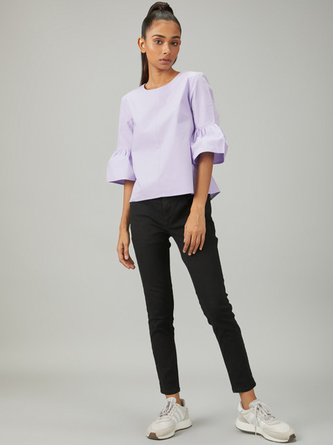 

Bhaane Women Lavender Solid Top