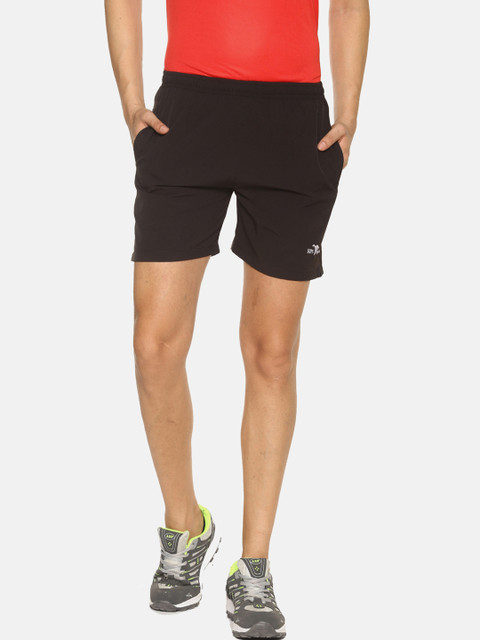 

HPS Sports Men Black Solid Regular Fit Sports Shorts