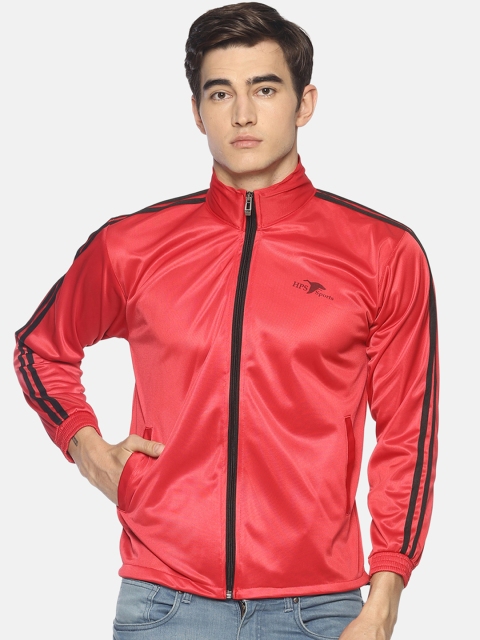 

HPS Sports Men Red Striped Sporty Jacket