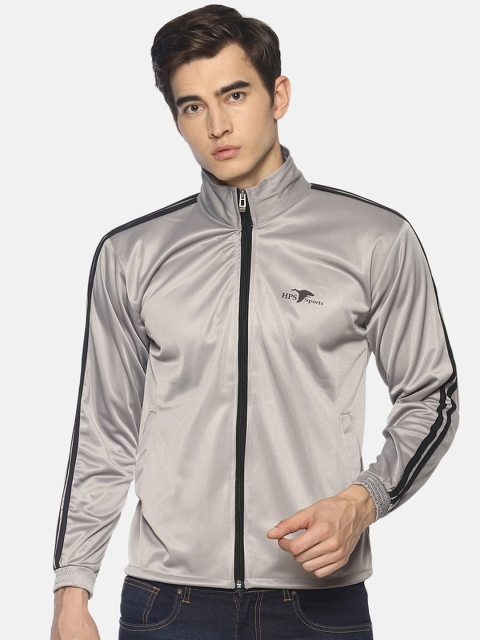 

HPS Sports Men Grey Striped Sporty Jacket