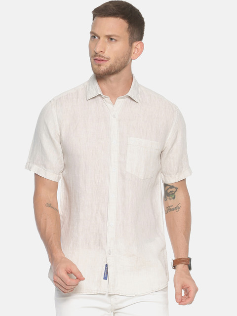 

Linen Club Men Grey Regular Fit Solid Linen Casual Shirt