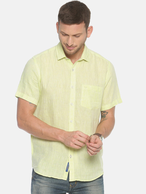 

Linen Club Men Lime Green Regular Fit Solid Linen Casual Shirt