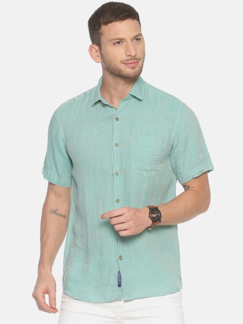 

Linen Club Men Green Regular Fit Solid Linen Casual Shirt