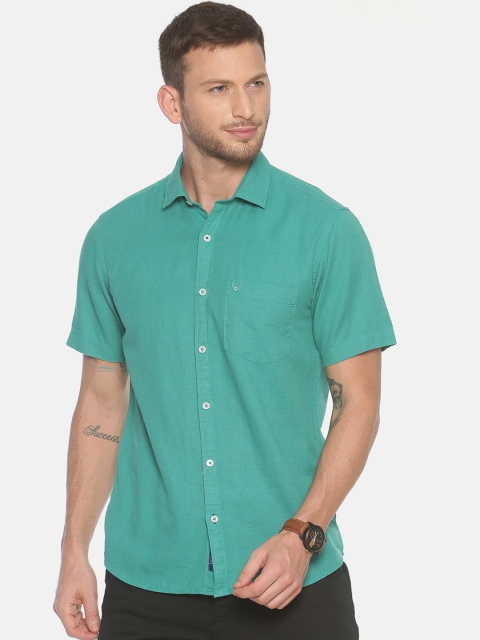 

Linen Club Men Teal Green Regular Fit Solid Casual Shirt