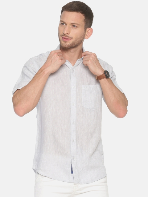 

Linen Club Men Grey Regular Fit Solid Casual Shirt