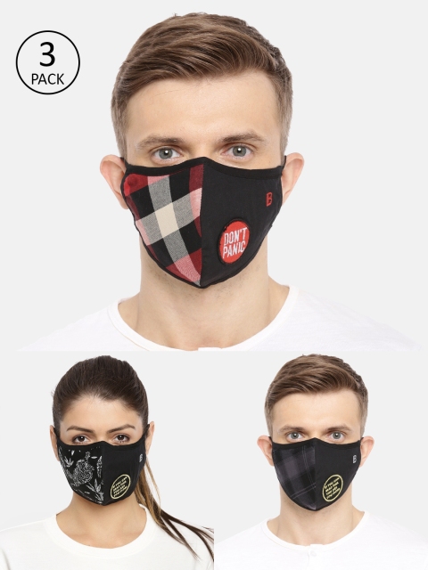 

Bene Kleed Adults Pack of 3 Reusable 5-Layers Outdoor Masks, Black