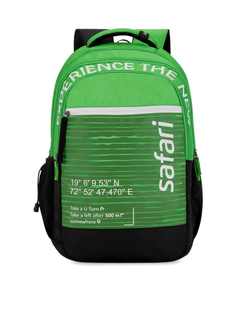 

Safari Unisex Green & Black Brand Logo Backpack