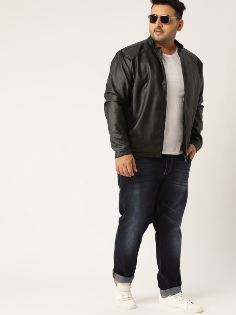 

Sztori Plus Size Men Black Solid Tailored Jacket