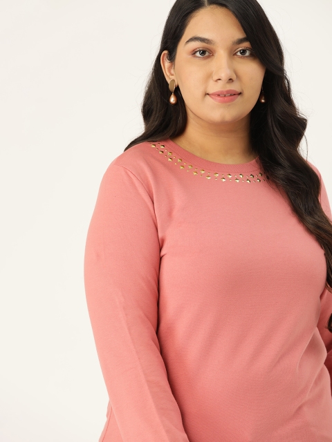

Sztori Women Plus Size Pink Solid Sweatshirt