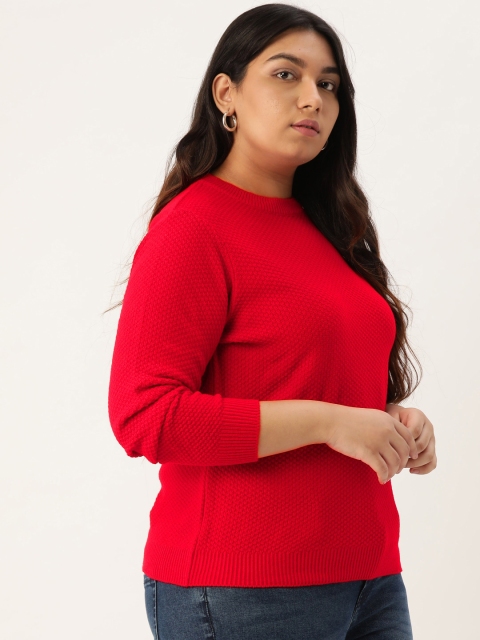 

Sztori Women Red Self Design Pullover