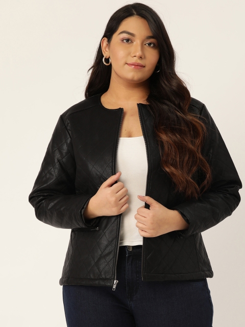 

Sztori Women Black Solid Plus Size Quilted Jacket