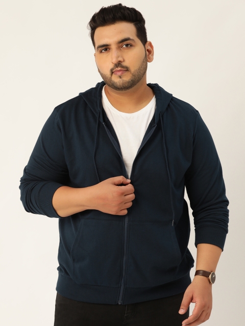 

Sztori Men Navy Blue Solid Plus Size Hooded Sweatshirt
