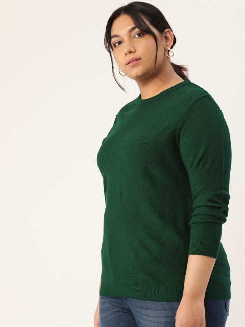 

Sztori Plus Size Women Green Self Design Pullover