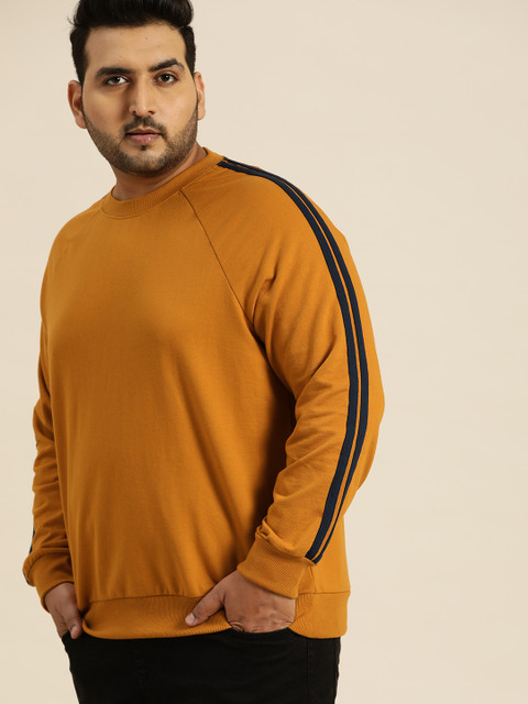 

Sztori Men Mustard Yellow Plus Size Solid Sweatshirt