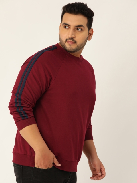 

Sztori Plus Size Men Maroon Solid Sweatshirt