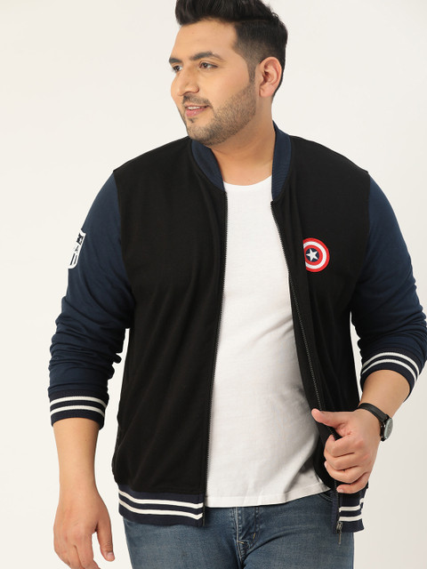 

Sztori Marvel Men Plus Size Black & Navy Blue Solid Sweatshirt