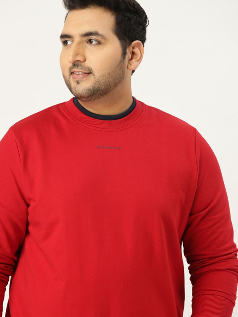 

Sztori Men Plus Size Red Solid Sweatshirt