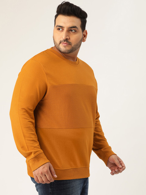 

Sztori Plus Size Men Mustard Yellow Solid Sweatshirt