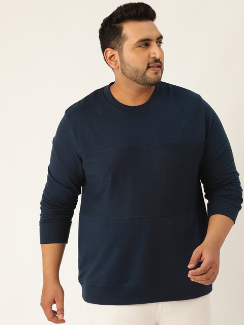 

Sztori Men Navy Blue Plus Size Solid Sweatshirt