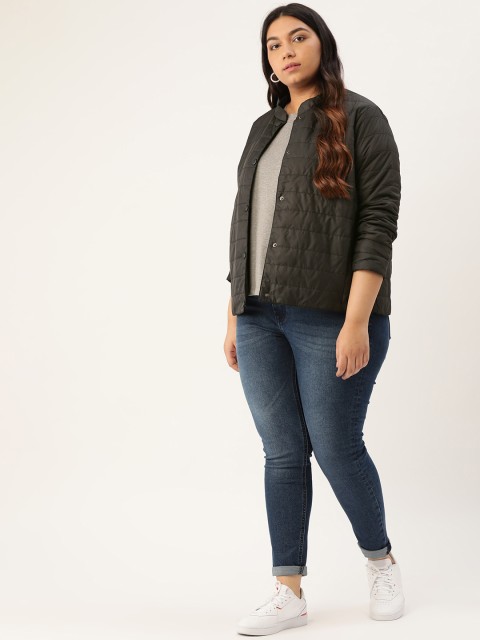 

Sztori Women Black Plus Size Solid Padded Jackets
