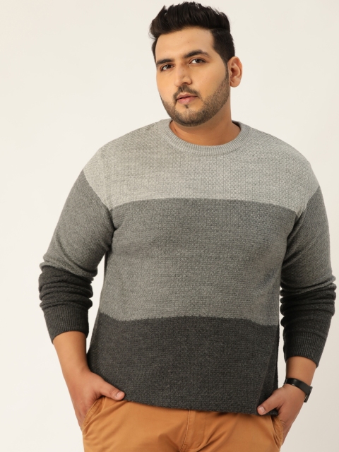 

Sztori Men Grey Colourblocked Acrylic Plus Size Sweater