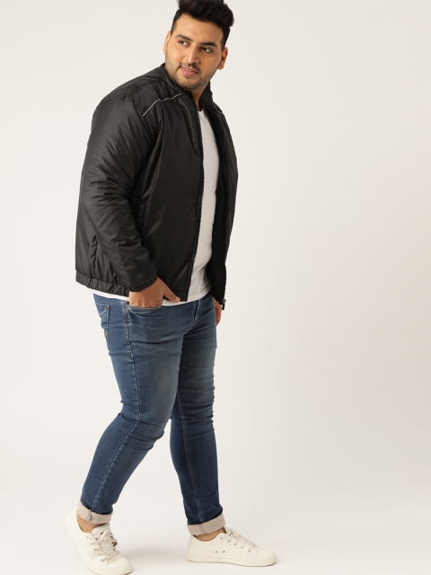 

Sztori Plus Size Men Black Solid Padded Jacket
