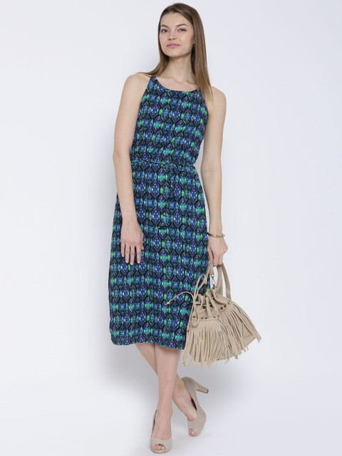 

Tokyo Talkies Blue & Black Printed Midi Dress