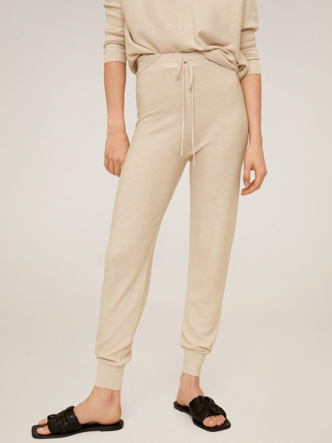 

MANGO Women Beige Regular Fit Solid Joggers
