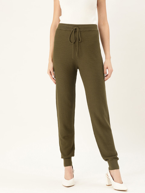 

MANGO Women Olive Green Regular Fit Solid Joggers