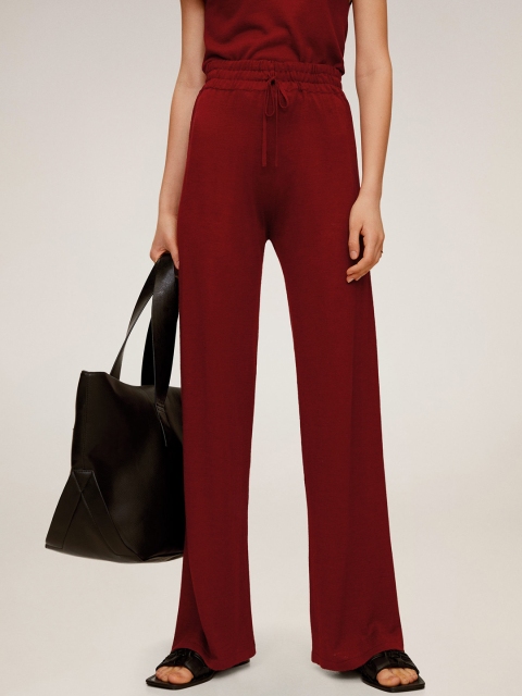 

MANGO Women Maroon Regular Fit Solid Winter Trousers