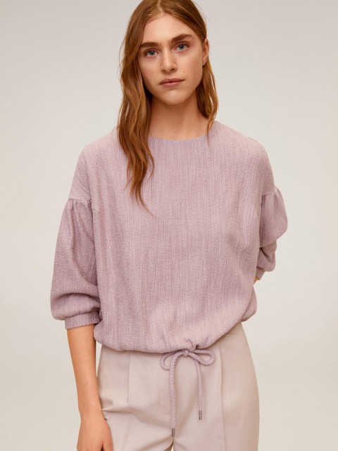 

MANGO Women Purple Knitted Pullover Sweatshirt