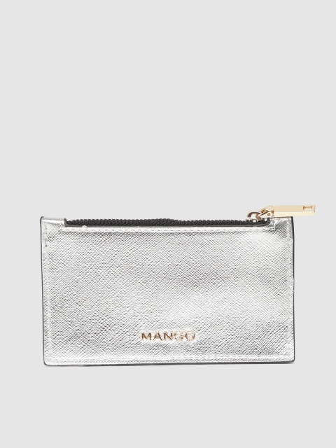 

MANGO Women Silver-Toned Solid Card Holder